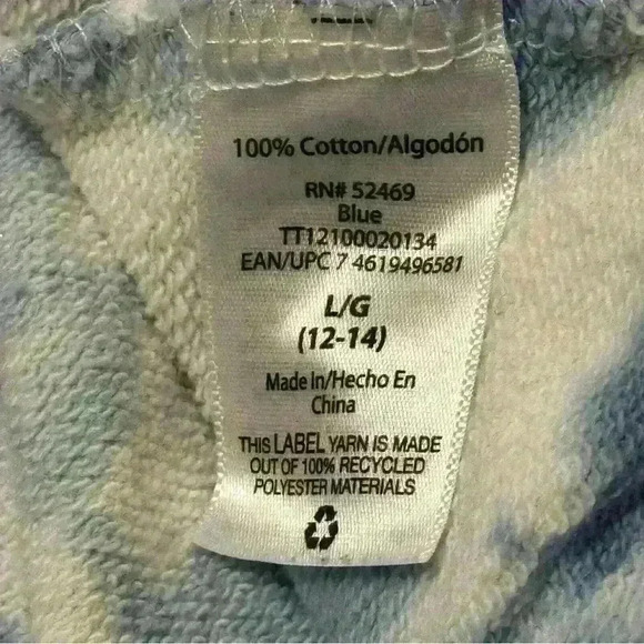 Time And Tru Women’s Blue White Tie-Dye Long Sleeve Top, size L (12-14) - Picture 6 of 7